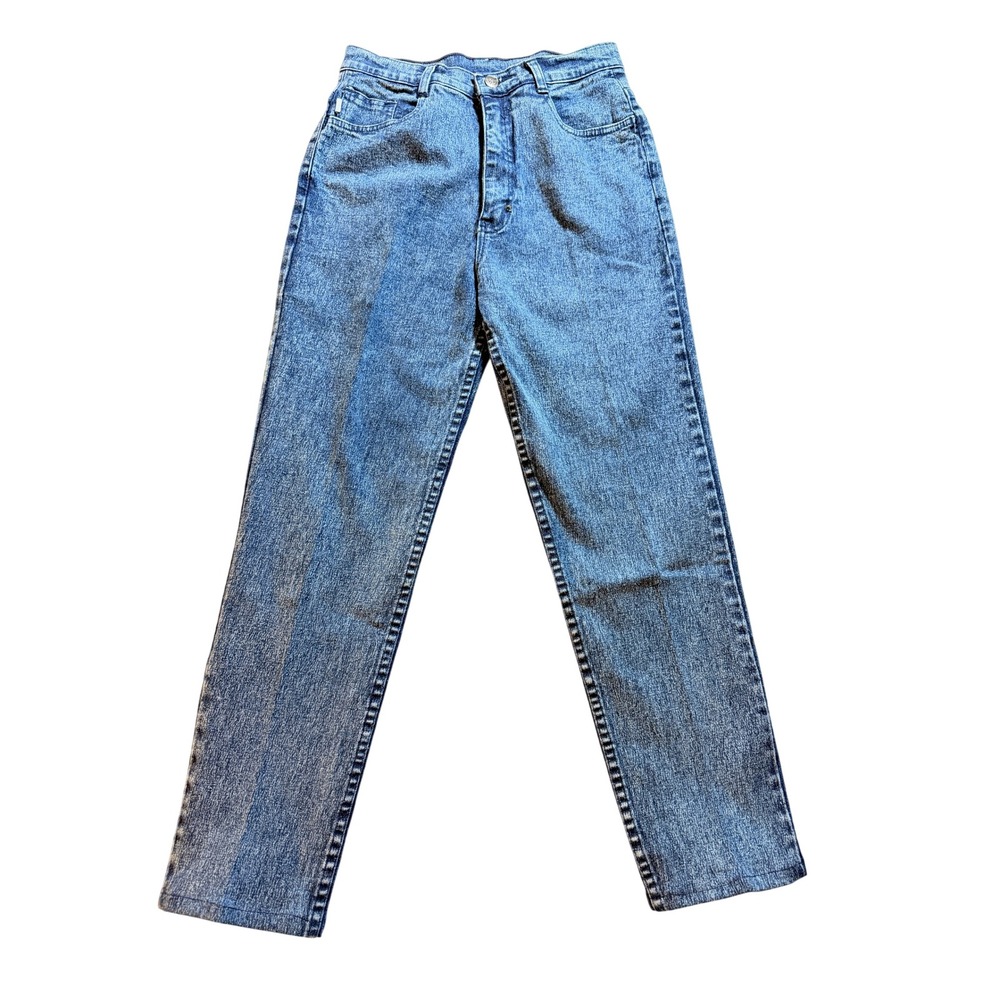 Vintage Acid Wash Jeans Women 30 Blue High Waisted Straight Leg Retro 90s Denim